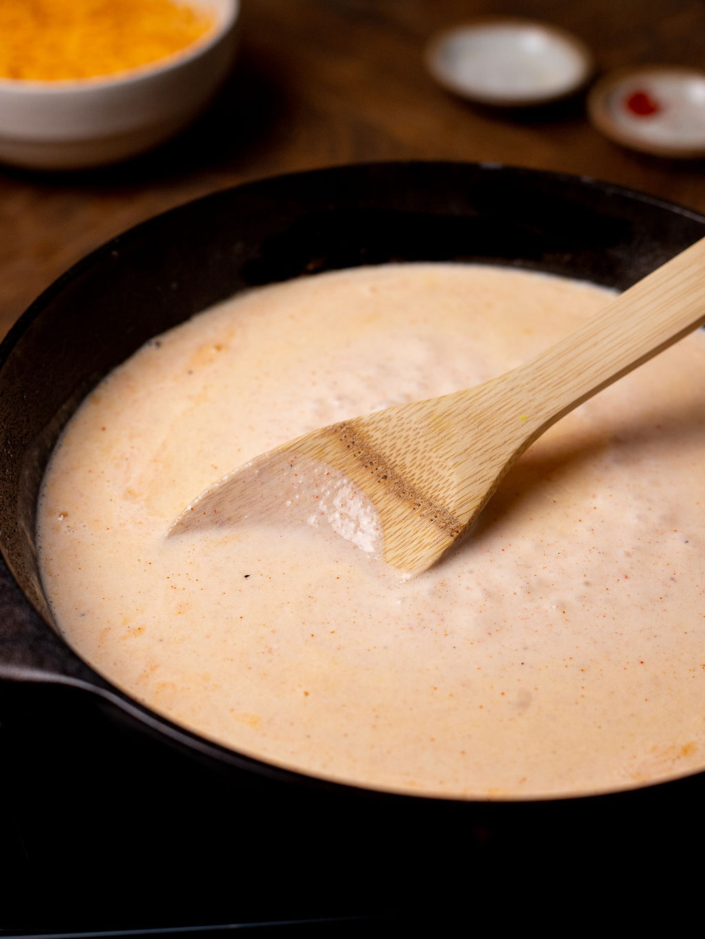 Making the roux for stovetop mac and cheese.