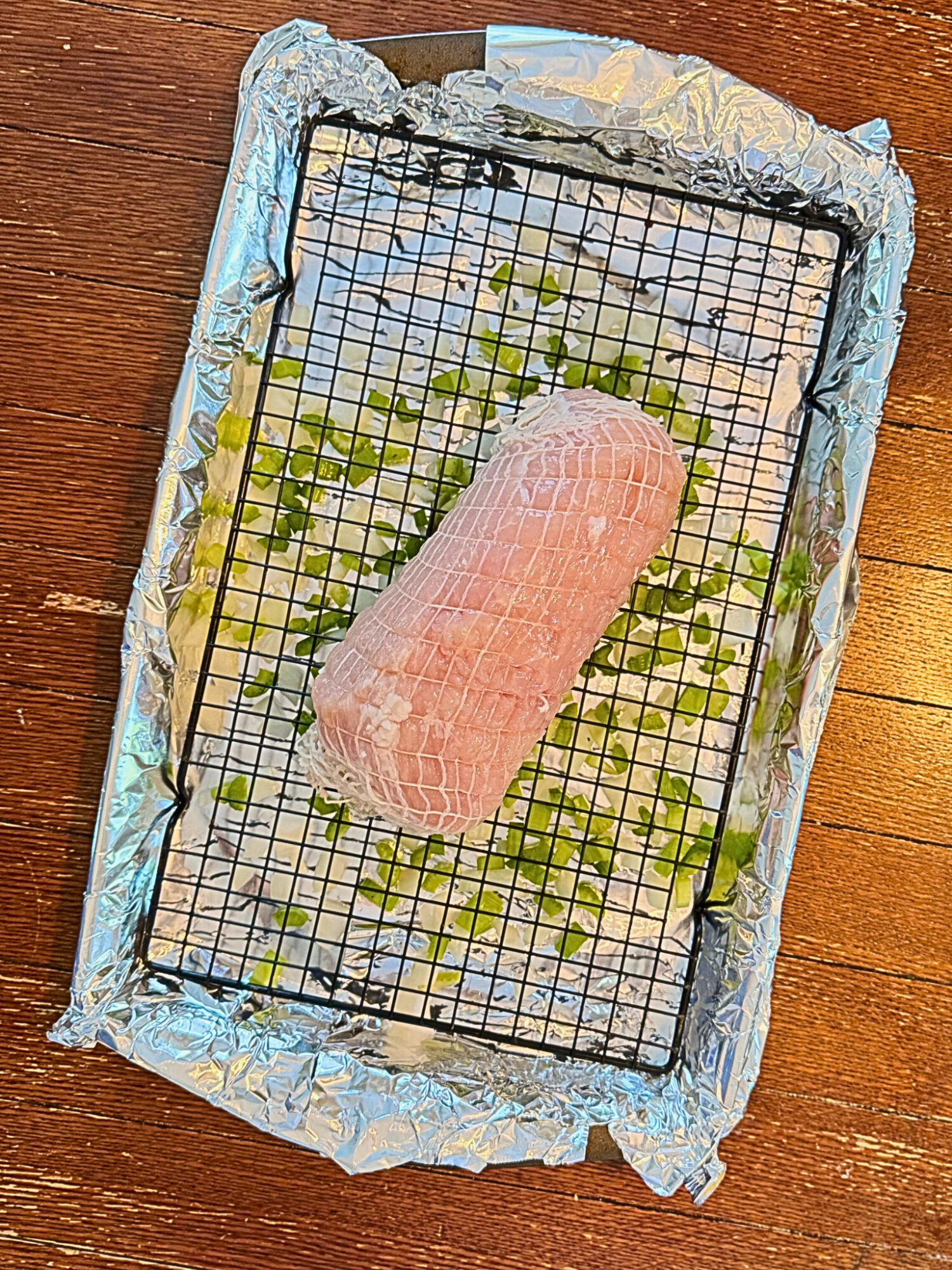 Butterball turkey breast roast on a oven rack.