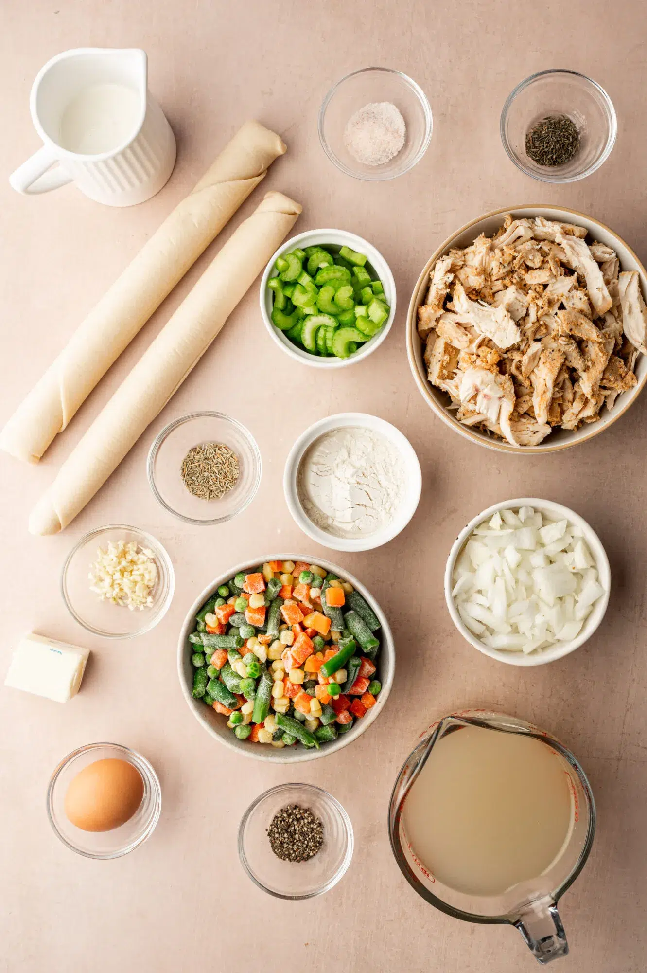 Ingredients for leftover turkey pot pie.