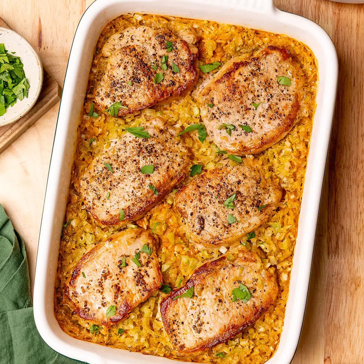 Pork chops and rice casserole